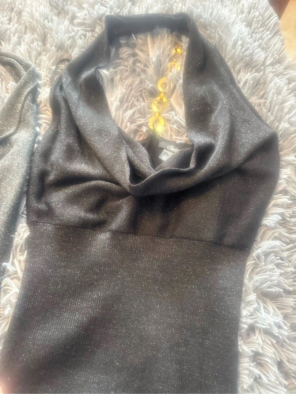 2 Selé Black Chain Neckline Top Size Medium Like New & grey